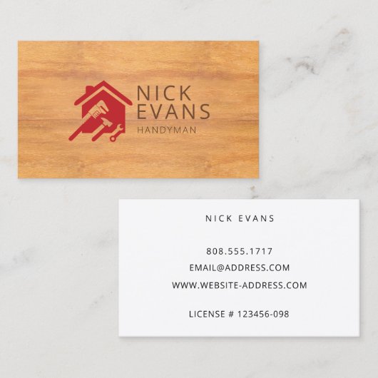 Moderne Zuhause-Reparatur-Logos für Holzkörner Visitenkarte (Vorne/Hinten)