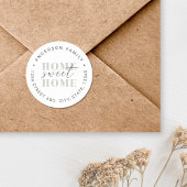 Moderne Zuhause Sweet Zuhause Personalisierte Rück Runder Aufkleber
