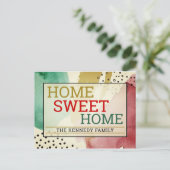 Moderne Zuhause Sweet Zuhause Typografie Moving Ankündigungspostkarte (Stehend Vorderseite)