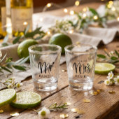 Moderne Zukunft Mrs Verlobungsname Schnapsglas