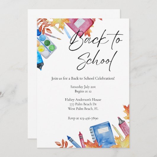 Moderne Zurück zu Schulfeiern - Einladung (Vorne/Hinten)