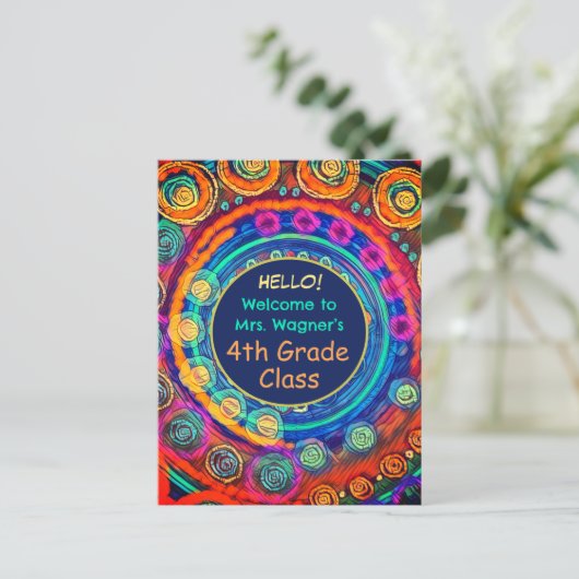 Moderne zurück zur Schule Lehrer Name Class farbig Postkarte (Stehend Vorderseite)