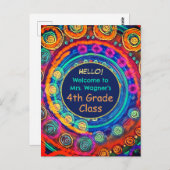 Moderne zurück zur Schule Lehrer Name Class farbig Postkarte (Vorne/Hinten)