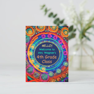 Moderne zurück zur Schule Lehrer Name Class farbig Postkarte