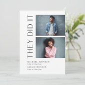 Moderne Zwei Absolventen - Doppel-Abitur Einladung (Stehend Vorderseite)