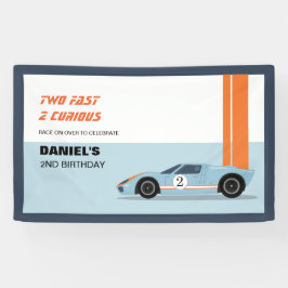 Moderne Zwei-Fast-Race-Car Boy 2. Geburtstag Banner