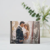 Moderne Zwei-Foto-Hochzeit Liebe & Danke Postkarte (Stehend Vorderseite)