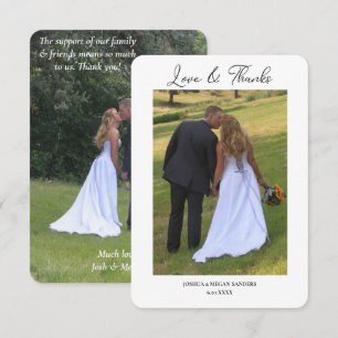 Moderne Zwei-Foto-Hochzeit Liebe und Dankbarkeit Dankeskarte