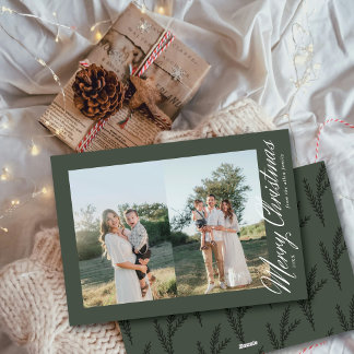Moderne Zwei-Foto-Weihnachtsgrußkarte mit seitlich Feiertagskarte