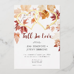 Moderne Zwei Herzen Fall In Love Hochzeit Folieneinladung