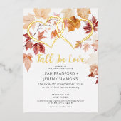 Moderne zwei Herzen fallen in Liebe Paare Dusche Folieneinladung (Vorderseite)