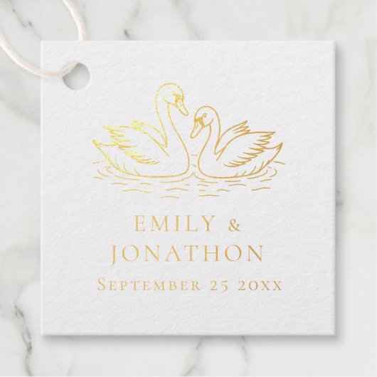 Moderne zwei Schwäne in der Liebe Danke Hochzeit Geschenkanhänger (Vorderseite)