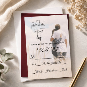 Moderne Zwei-werden-eins-Paar-Foto-Hochzeit RSVP Karte
