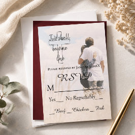 Moderne Zwei werden zu einer Foto-Hochzeit RSVP Karte