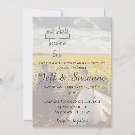 Moderne Zwei werden zu einer traumhaften Hochzeit Einladung (Vorderseite)