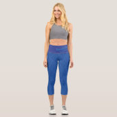 Moderne, zweifarbige, blaue Musterbezeichnung und Capri Leggings (Vorderseite)