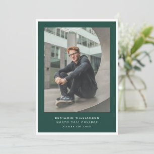 Moderne Zweifoto-Grüne-und-Weiße-Abschlussfeier Einladung