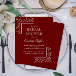 Moderne Zweige Dunkelrote Hochzeitsdusche-Einladun