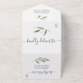 Moderne Zweigniederlassung aus grünem Olive All In One Einladung (Außenbereich)