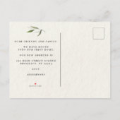 Moderne Zweigniederlassung aus grünem Olive Ankündigungspostkarte (Rückseite)