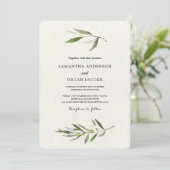 Moderne Zweigniederlassung aus grünem Olive Einladung (Stehend Vorderseite)