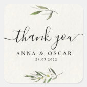 Moderne Zweigniederlassung aus grünem Olive Quadratischer Aufkleber (Vorderseite)