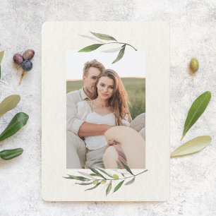 Moderne Zweigniederlassung aus grünem Olive Save The Date