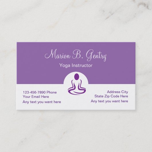 Moderne zweiseitige Yoga Business Cards Visitenkarte (Vorderseite)