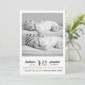 Moderne Zwillingsankündigung Ankündigung (Stehend Vorderseite)