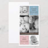 Moderne Zwillingsbabys Foto Geburtsankündigung Ankündigung (Vorne/Hinten)