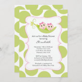 Moderne Zwillingsmädchen in Pea Pod Kinderdusche Einladung (Vorne/Hinten)