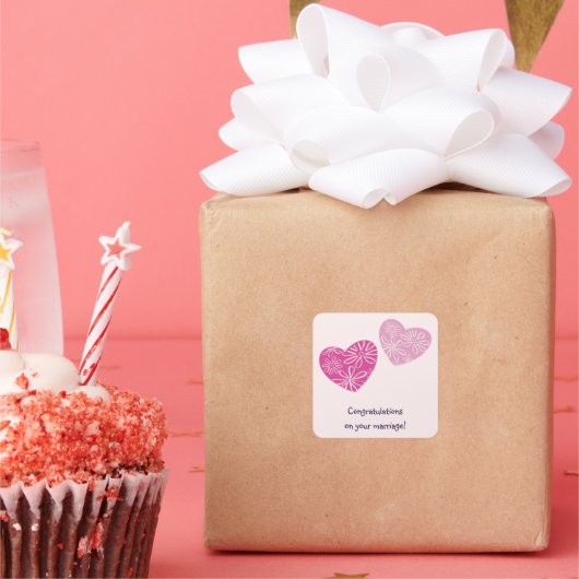 Moderne Zwillingspaare hören Glückwünsche auf Ihre Quadratischer Aufkleber (Party)