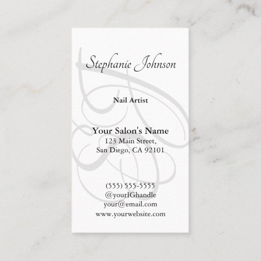 ModernElegant Pink Monogram Typografy Nail Artist Visitenkarte (Rückseite)