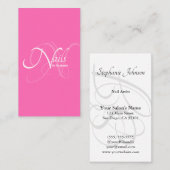 ModernElegant Pink Monogram Typografy Nail Artist Visitenkarte (Vorne/Hinten)
