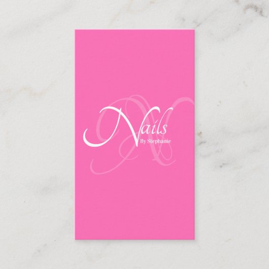 ModernElegant Pink Monogram Typografy Nail Artist Visitenkarte (Vorderseite)