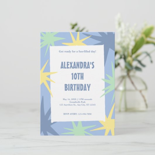Moderner 10. Geburtstag Einladung (Stehend Vorderseite)