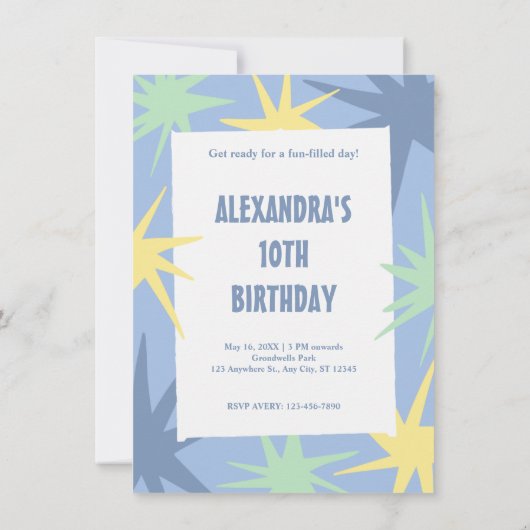 Moderner 10. Geburtstag Einladung (Rückseite)