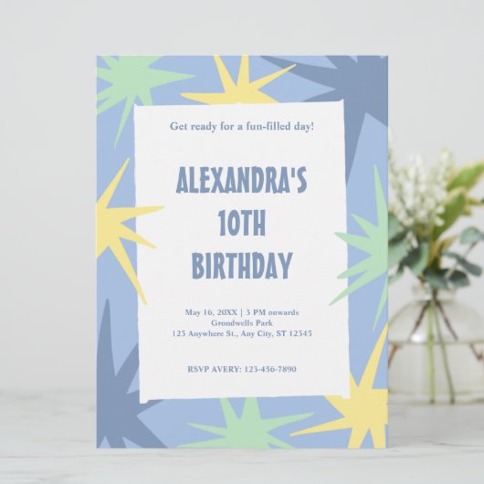 Moderner 10. Geburtstag Einladung (Stehend Vorderseite)