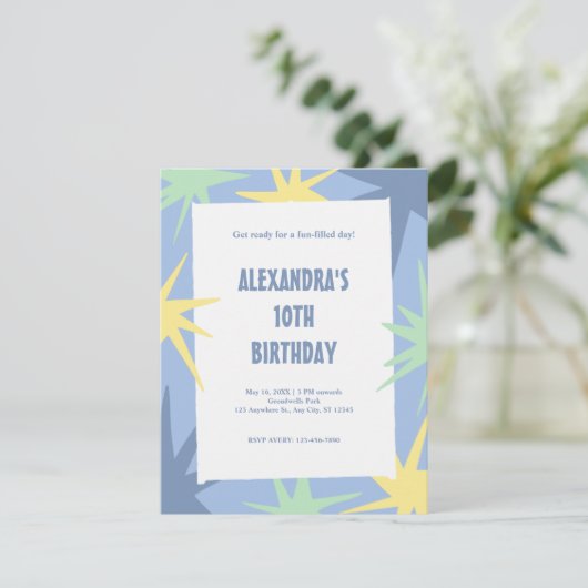 Moderner 10. Geburtstag Einladung (Stehend Vorderseite)