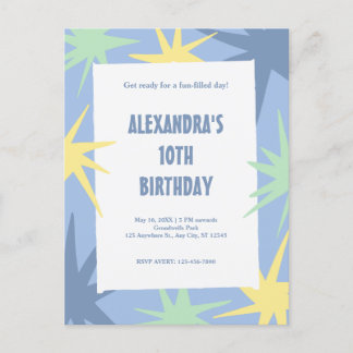 Moderner 10. Geburtstag Einladungspostkarte
