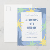 Moderner 10. Geburtstag Einladungspostkarte (Vorne/Hinten)