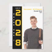 Moderner 1 Foto Gold Schwarzer Abschluss Dankeskarte (Vorderseite)