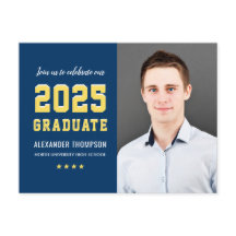 Moderner 2025 Graduate Navy Yellow Foto Abschluss