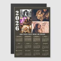 Moderner 2026 Kalender 5 Foto Collage Magnet Karte