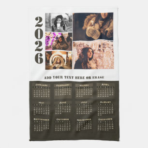 Moderner 2026 Kalender 5 Foto Collage Magnetkarte Geschirrtuch