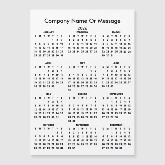 Moderner 2026 Kalender Firmenname Magnet (Vorderseite)