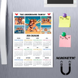 Moderner 2026 Kalender mit individuellem Foto-Coll Magnetkarte