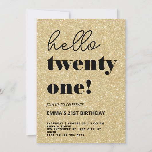 Moderner 21. Geburtstag Einladung (Vorderseite)