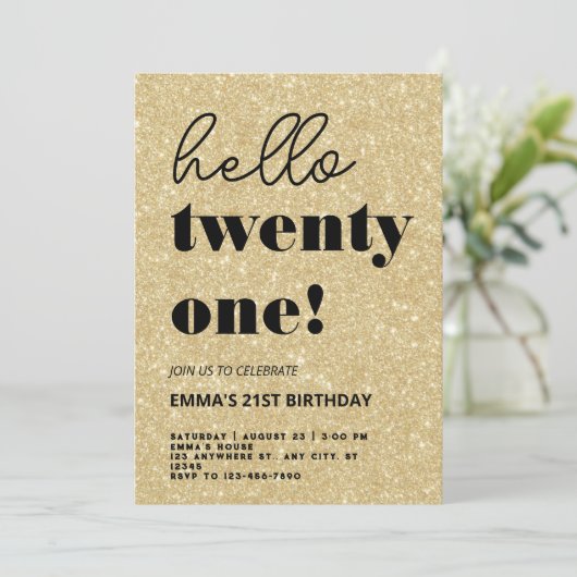 Moderner 21. Geburtstag Einladung (Stehend Vorderseite)