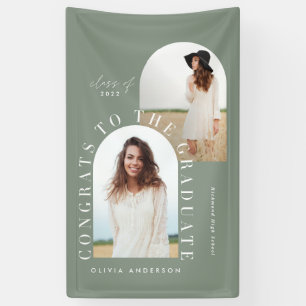 Moderner 2-Foto-Bogen-Grün-Abschluss Banner